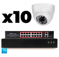 Комплект видеонаблюдения IP 5Мп  KIT-A510IP-PL 10 камер, программный датчик движения, удаленный доступ, ночное видение, умный коммутатор