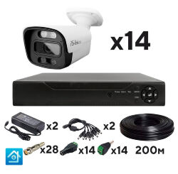 Комплект видеонаблюдения AHD 8Мп KIT-C814HDC 14 уличных камер с LED-подсветкой, без микрофона