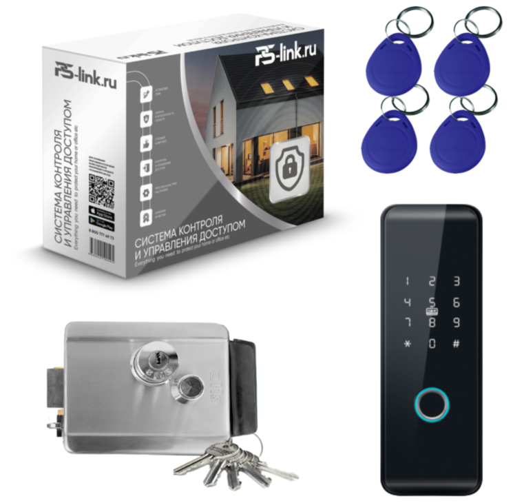 Система СКУД Ps-Link KIT-H102-CH / сканер отпечатков / эл. механический замок / RFID, WIFI