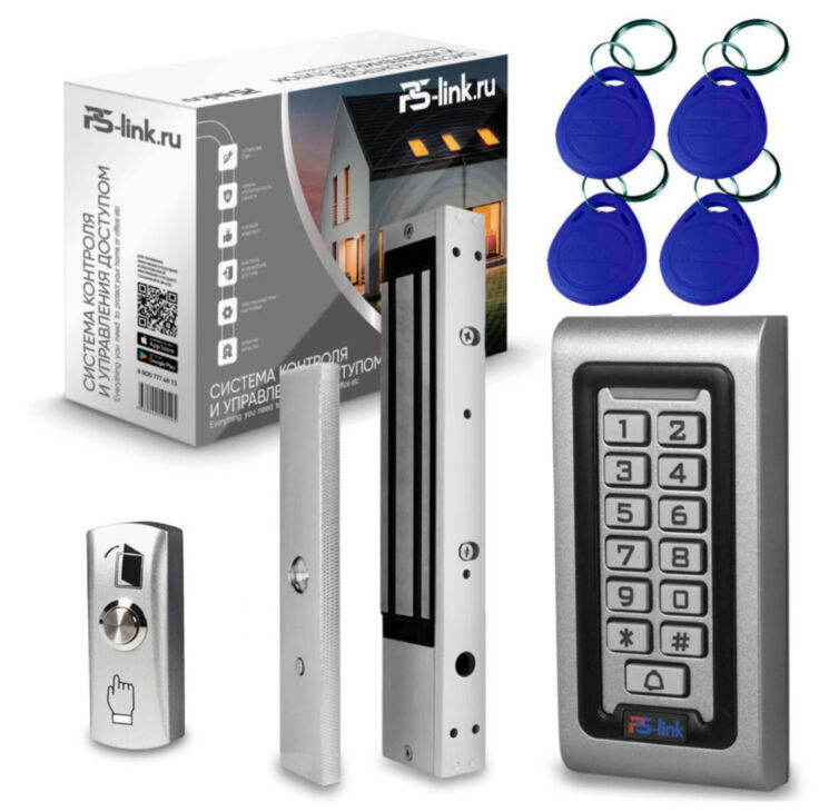 Система СКУД Ps-Link KIT-S601EM-WP-W-280LED / магнитный замок на 280 кг / кодовая панель / RFID / WIFI