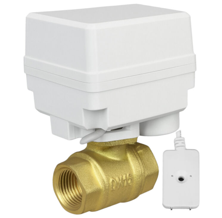 Умный шаровый кран Ps-Link PS-TY150 с электроприводом, Wi-Fi подключением и проводным датчиком протечки воды