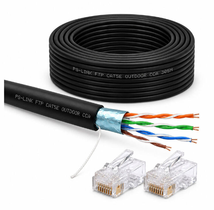 Кабель витая пара FTP4 cat.5E CCA 60 метров FTP-CCA60-OUT уличный