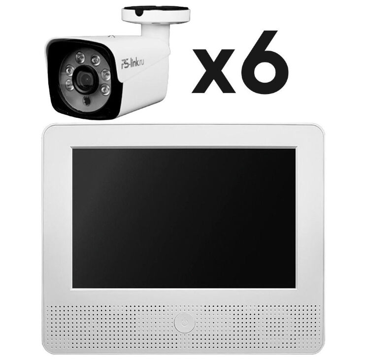 Комплект видеонаблюдения AHD 2Мп KIT-C9206HD 6 камер для улицы, регистратор с монитором