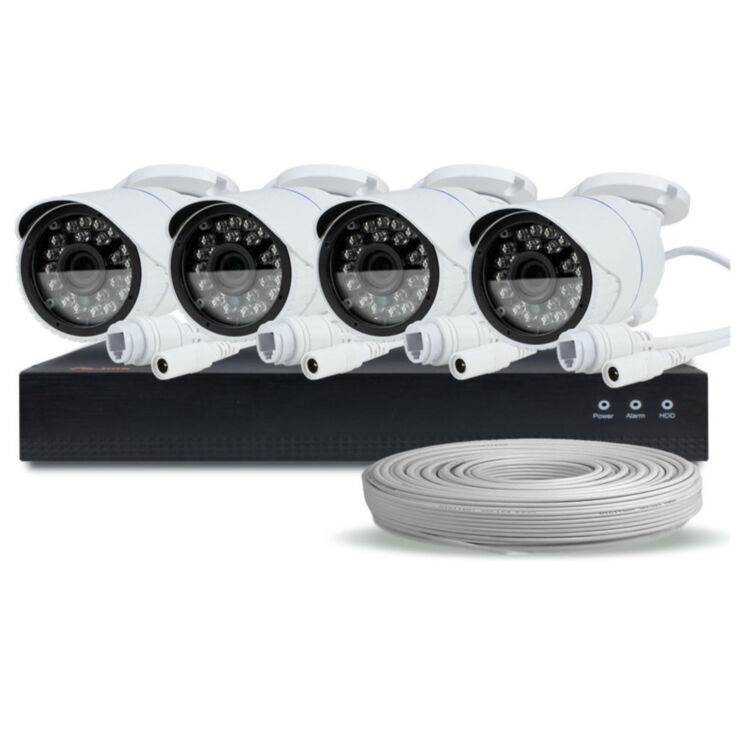 Комплект видеонаблюдения IP Ps-Link KIT-C504IP-POE / 5Мп / 4 камеры / питание POE