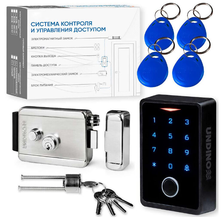 Комплект СКУД Undino KIT-ACP303EM-SS с нержавеющим замком, отпечаток, RFID, WIFI, ip66