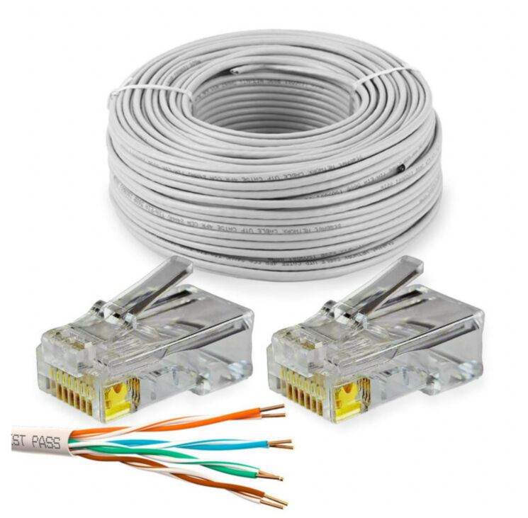 Кабель UTP4 cat.5E CCA 100 метров Ps-Link UTP-CCA100 с коннекторами RJ-45