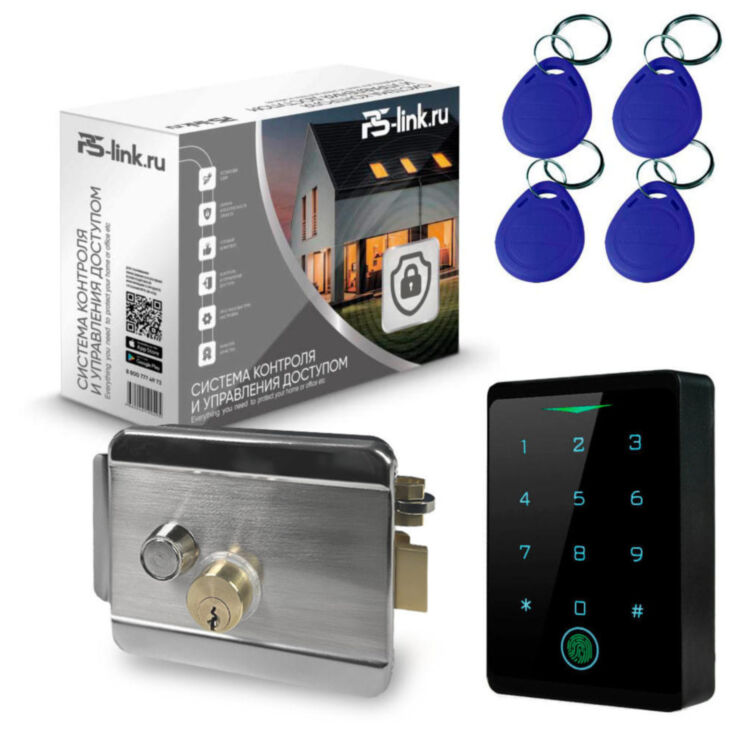 Система СКУД Ps-Link KIT-CH1-FP-SSM/ сканер отпечатков / эл. механический замок / RFID, WIFI